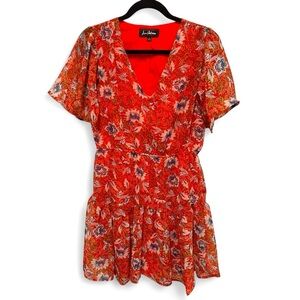 Sam Edelman tiered ruffle flutter sleeve red dress size 6